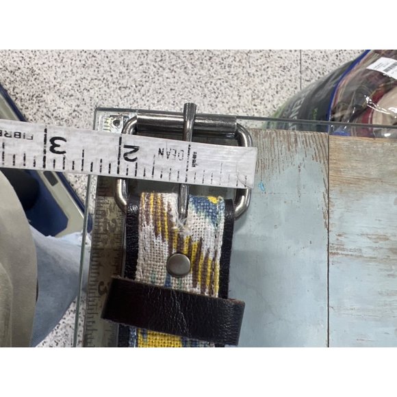 Elise M Boho Genuine Leather Belt Womens M/L Multicolor Buckle Hippie - Picture 2 of 6